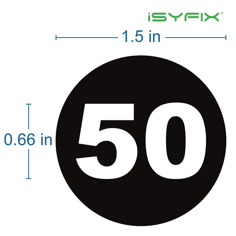 iSYFIX Black Consecutive Number Stickers â€“ 1 to 50, 1.5-inch, 1 Set â€“ Vinyl Black Self Adhesive Premium Decal, Ideal for Inventory, Storage, Organizing, Boxes, Bins, Toolbox, Lockers & More, Outdoor - Image 2